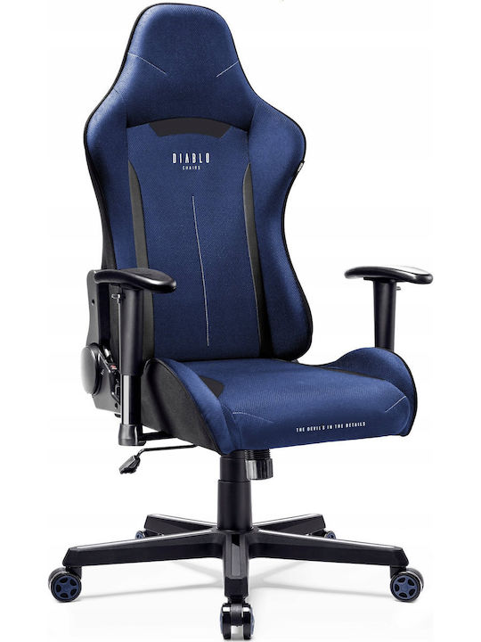 Diablo X-Starter Normal Size Artificial Leather Gaming Chair with Adjustable Arms Navy Blue