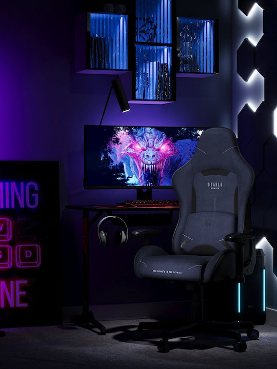 Diablo X-Starter Normal Size Artificial Leather Gaming Chair with Adjustable Arms Navy Blue