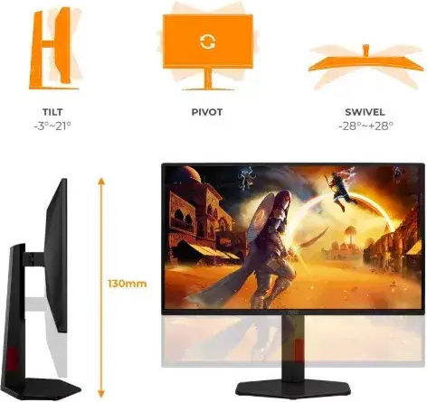 AOC 25G4ZR IPS HDR Gaming Монитор 24.5" FHD 1920x1080 260Hz с Време на реакция 1ms GTG
