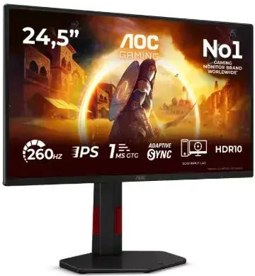 AOC 25G4ZR IPS HDR Gaming Монитор 24.5" FHD 1920x1080 260Hz с Време на реакция 1ms GTG