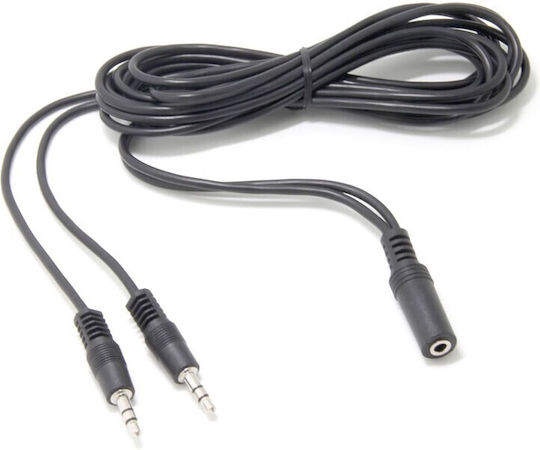 3.5mm Jack Cable Female - 2x 3.5mm Male Black 1m AUX-5