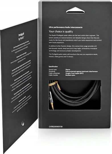 Nedis Profigold Stereo Audio Cable 3.5mm Jack Plug 3.5mm Jack Plug Cotton Gray Box 2m