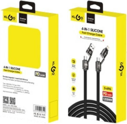 KLGO USB към Lightning / Type-C / micro USB кабел 1.2m S-696