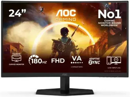AOC C24G42FE VA Curved Gaming Monitor 23.6" FHD 1920x1080 180Hz