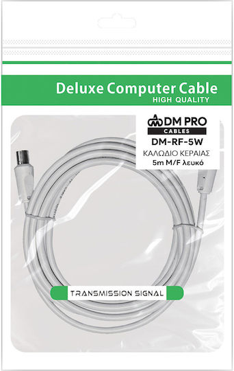 DM Pro Cablul Antenă Coaxial Masculin - Coaxial Feminin Alb 5m DM-RF-5W 1 Bucată