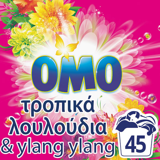 Omo Waschmittel in Pulverform mit Duft Tropische Blumen & Ylang Ylang 2.52kg (45 Messbecher)