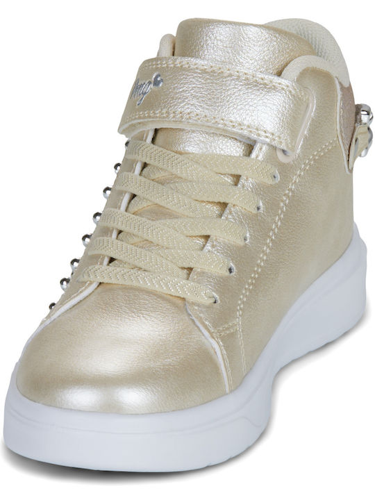 Kids Sneakers High with Hoop & Loop Closure Gold