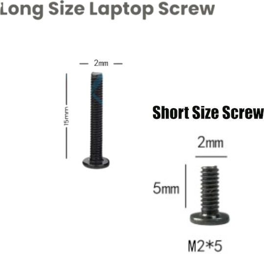 Screws Set Laptop Lenovo Ideapad Y700-15 Y700-15isk 80nv Y700-15acz 80ny Y700-17isk 80q0 Touch-15isk 80nw Legion Y720-15ikb 80vr 5s10k26872 5s10k26867 Bottom & Rear Case Screws 2mm X 15mm & 2mm X 5mm 10pcs Code 1-bolt025