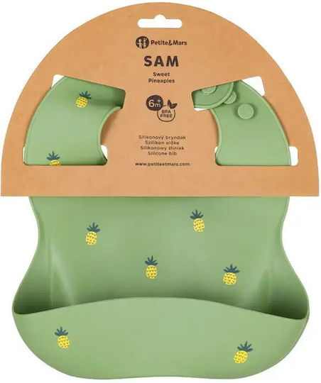 Petite & Mars Babici Pentru Bebeluşi Din Silicon Cu Buzunar Model Ananas