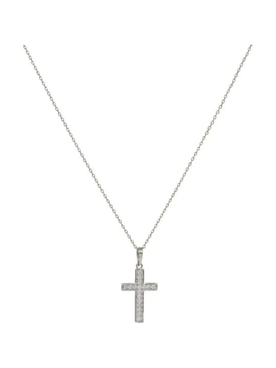 Damen Weißgold Kreuz 14K mit Kette