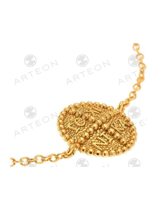 Arteon Γυναικείο Βραχιόλι με σχέδιο Κωνσταντινάτο από Ασήμι Επιχρυσωμένο