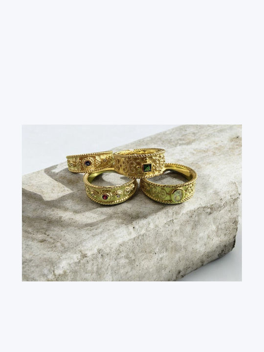 Kontopoulos Women's Ring with Zircon from Gold Plated Silver Kontopoulos Women's Ring with Zircon from Gold Plated Silver