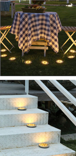 GloboStar Set of 4 Solar Lights 3W 120lm Warm White 2700K with Photocell IP65 12x12x13cm
