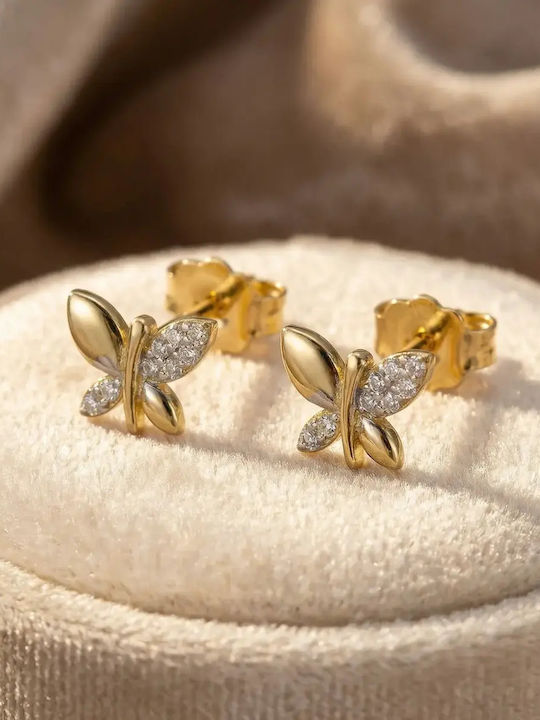 Детски Обици Studs Пеперуди от Злато 9K