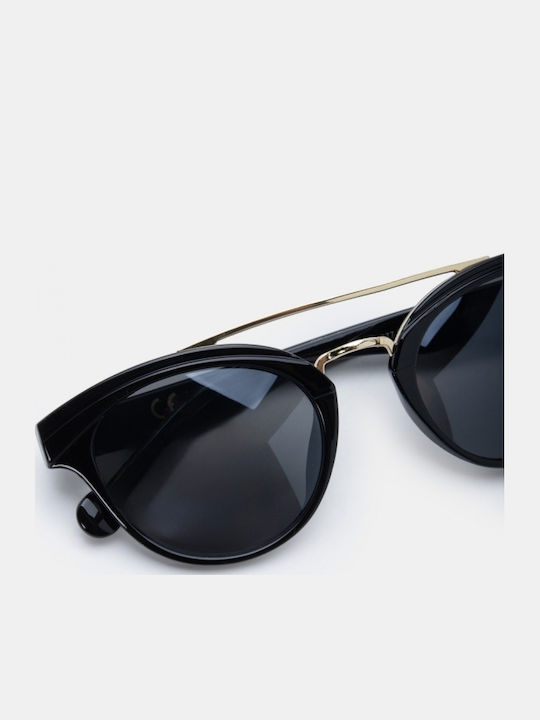 Luigi Ochelari De Soare Unisex Cu Ramă Metalică Neagră Și Lentile Negre
