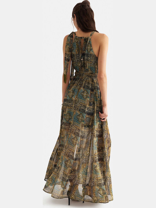 Rochie de Vară Maxi Rochie-Cămașă Aurie 9923860-Multicolor