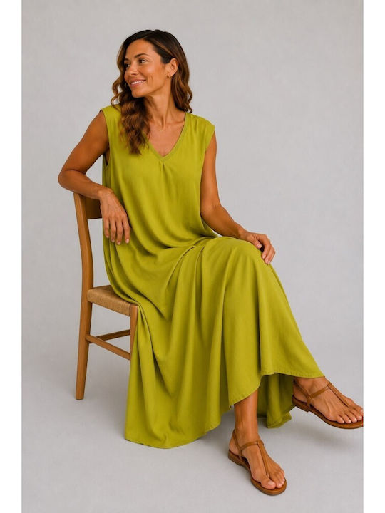 Sommer Maxi T-Shirt Kleid Lime