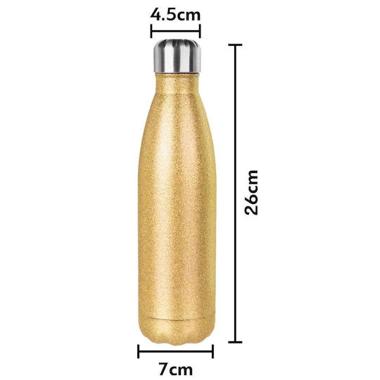 Koupakoupa Forky Stainless Steel Thermos Bottle 500ml Gold with Straw