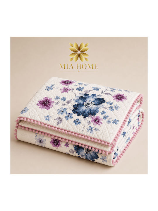 Mia Home Set Tagesdecken Übergröße Weiß-Lila 220x240cm 3 Stück