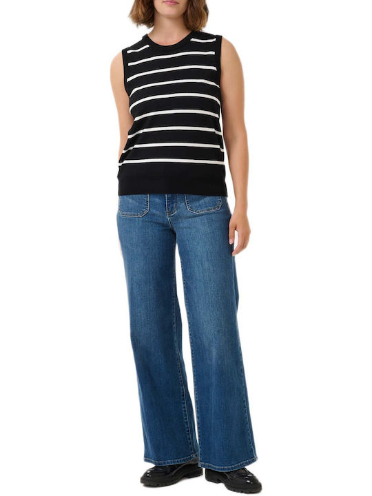 Kaffe Kaffe Damen Bluse Ärmellose Gestreifte Schwarze