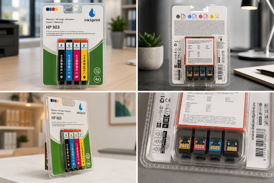 Paket Kompatibler Tinten für InkJet Drucker HP Hp 903 400 Seiten 4 Stück