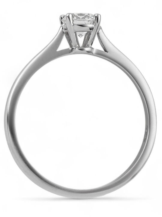 Etho Messina Single Stone Ring In 14K White Gold With Diamond