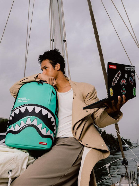 Sprayground Shark Central Bubble Shark Ученическа раница Тюркоазена с Джоб за бутилка