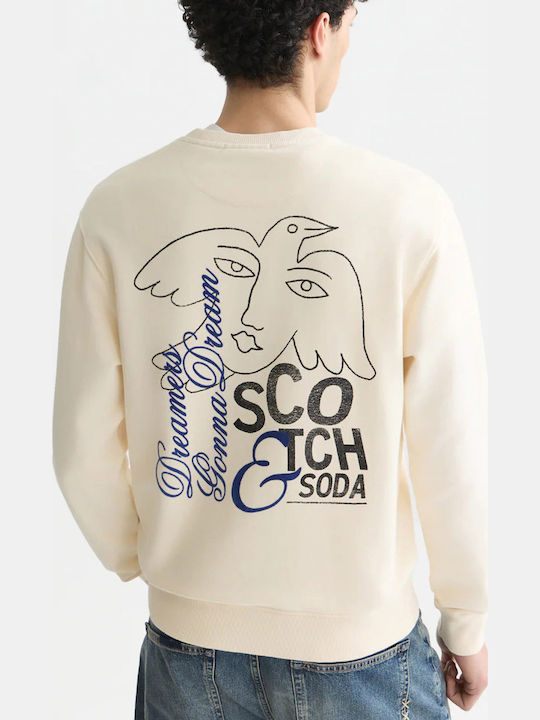Scotch & Soda Фронт Бек Артворк Мъжки Суитшърти Бежов