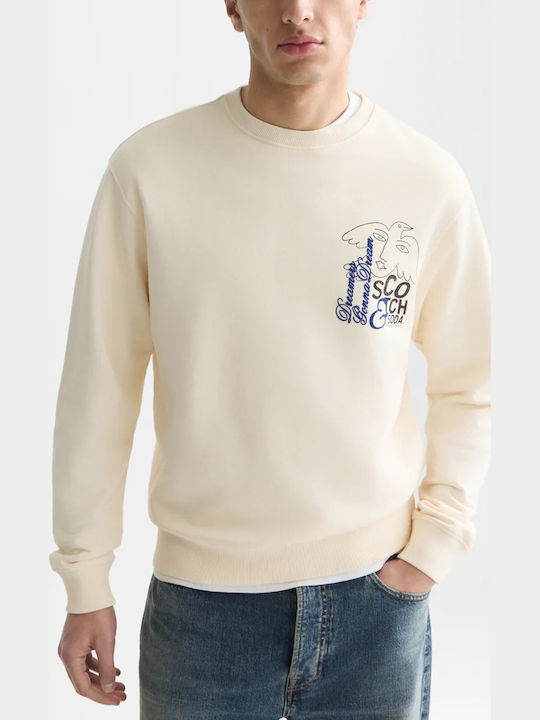 Front Back Artwork Beige Sweatshirt