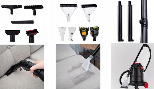 Aspirator Umed-Uscat 1600W cu Recipient Din Inox 20lt Negru
