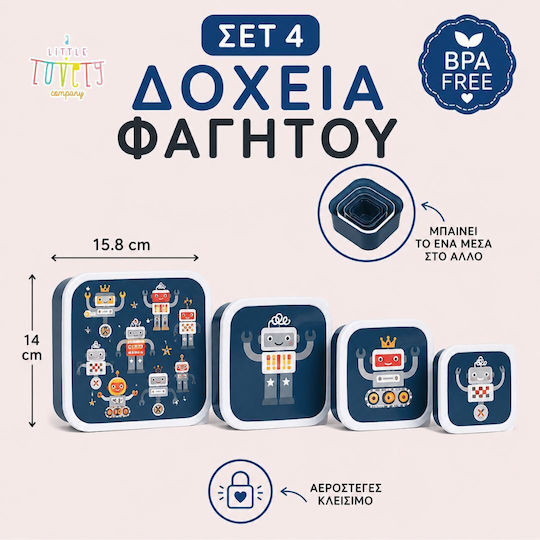 A Little Lovely Company Plastic Kids' Dinner Set 0.45lt Thermal Transparent