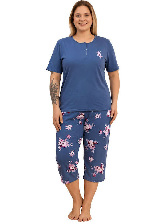 Asel Summer Women's Cotton Pajama Set Blue