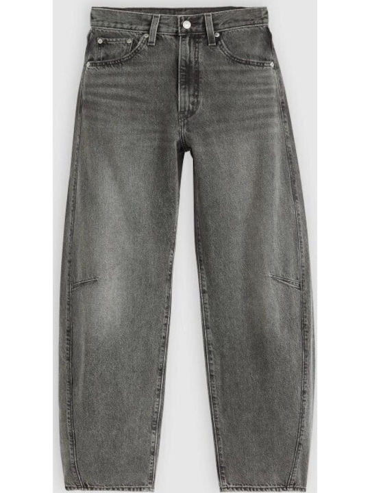 Cinch Barrel High Rise Women's Jean Pants in Loose Fit Grey