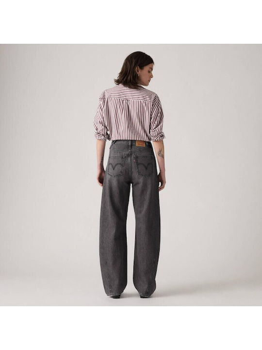 Cinch Barrel High Rise Women's Jean Pants in Loose Fit Grey