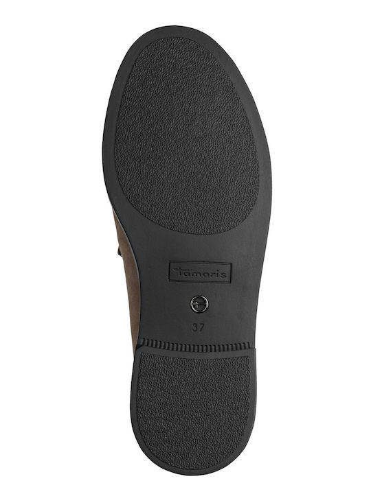 Δερμάτινα Γυναικεία Loafers σε Μπεζ Χρώμα