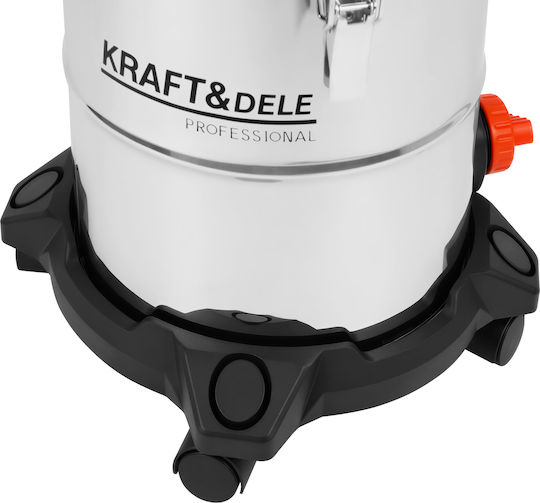 Kraft & Dele Aspirator Umed-Uscat 1600W cu Recipient Inoxidabil 20lt Gri