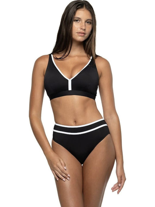 Bikinihosen Slip Hohe Taille Schwarz