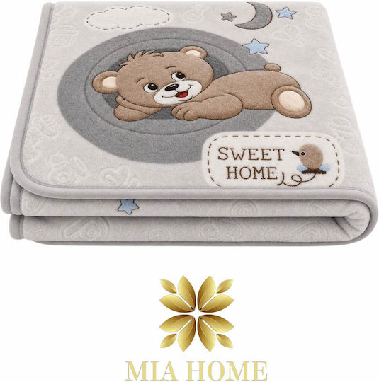 Mia Home Одеяло За Детско Легло Велур Сиво 110x140см