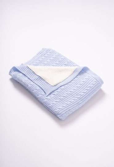 Evita Nursery Swaddling Blanket Knitted Light Blue 90x90cm