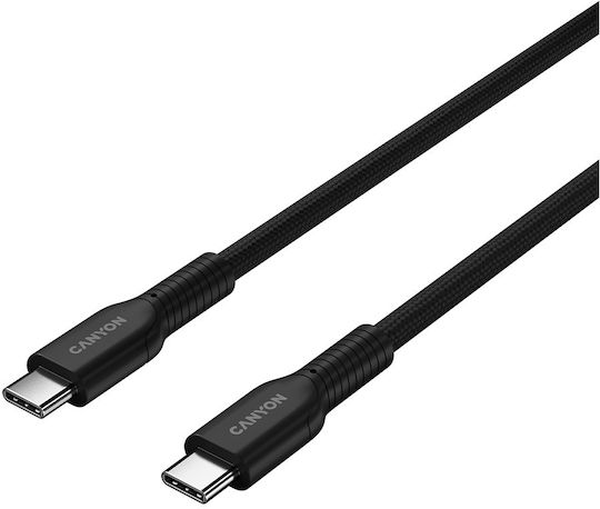 Canyon Плетен USB 2.0 Кабел USB-C Мъжки - USB-C 60W Захранване PD Черен 1м CND-CCAP60AB10B