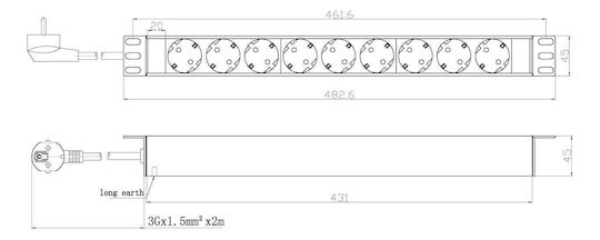 EFB Rack Power Strip EK631DE.1 1pcs