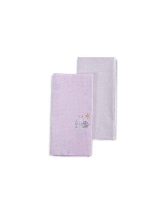 Nef-Nef Homeware Σετ Βρεφικά Σεντόνια Λίκνου Βαμβακερά Cute Snail Ροζ 70x120εκ. 2τμχ