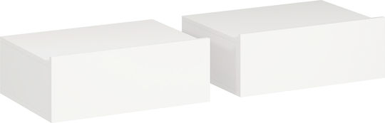 Κομοδίνα Ξύλινα Λευκά 2τμχ 40x30x15cm