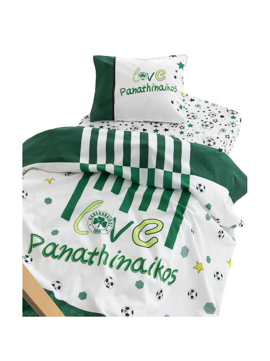 Palamaiki Panathinaikos Baby Sheets Set Crib Cotton Fitted Green-white Green 3pcs