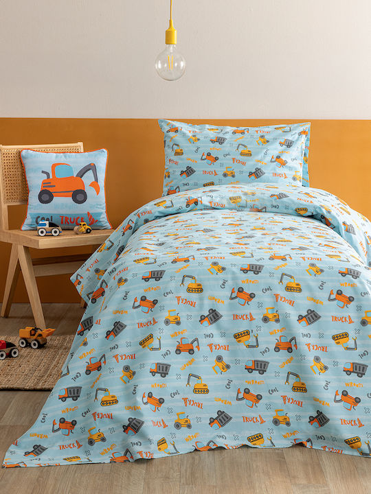 Palamaiki Set Baby Sheets Crib Cotton Fitted My Kingdom Light Blue 70x140cm