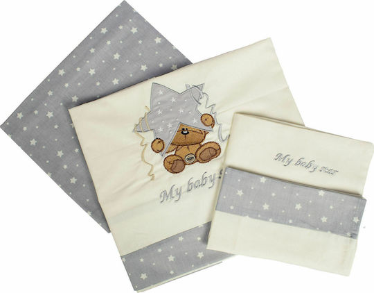 Dimcol Baby Bettlaken Stern Grau 120x170cm