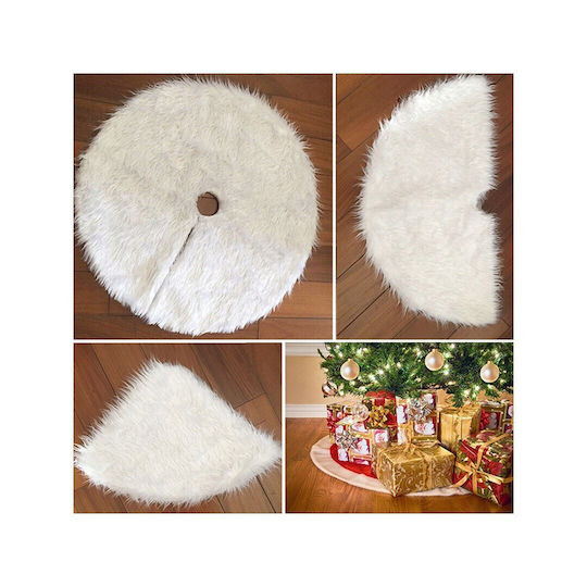 Covoraș de Crăciun Alb cu Textură de Blană Φ90 cm