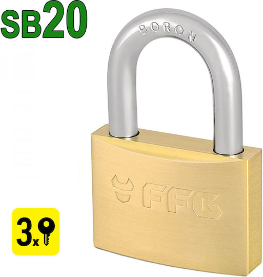 Hugo Locks Line Bronze Vorhängeschloss Messing mit Schlüssel 25mm 1Stück