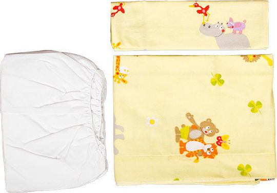 Mother Baby Set of Fitted Yellow Baby Sheets 70x140cm