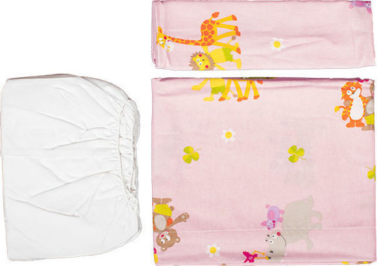 Mother Baby Set of Fitted Pink Baby Sheets 70x140cm